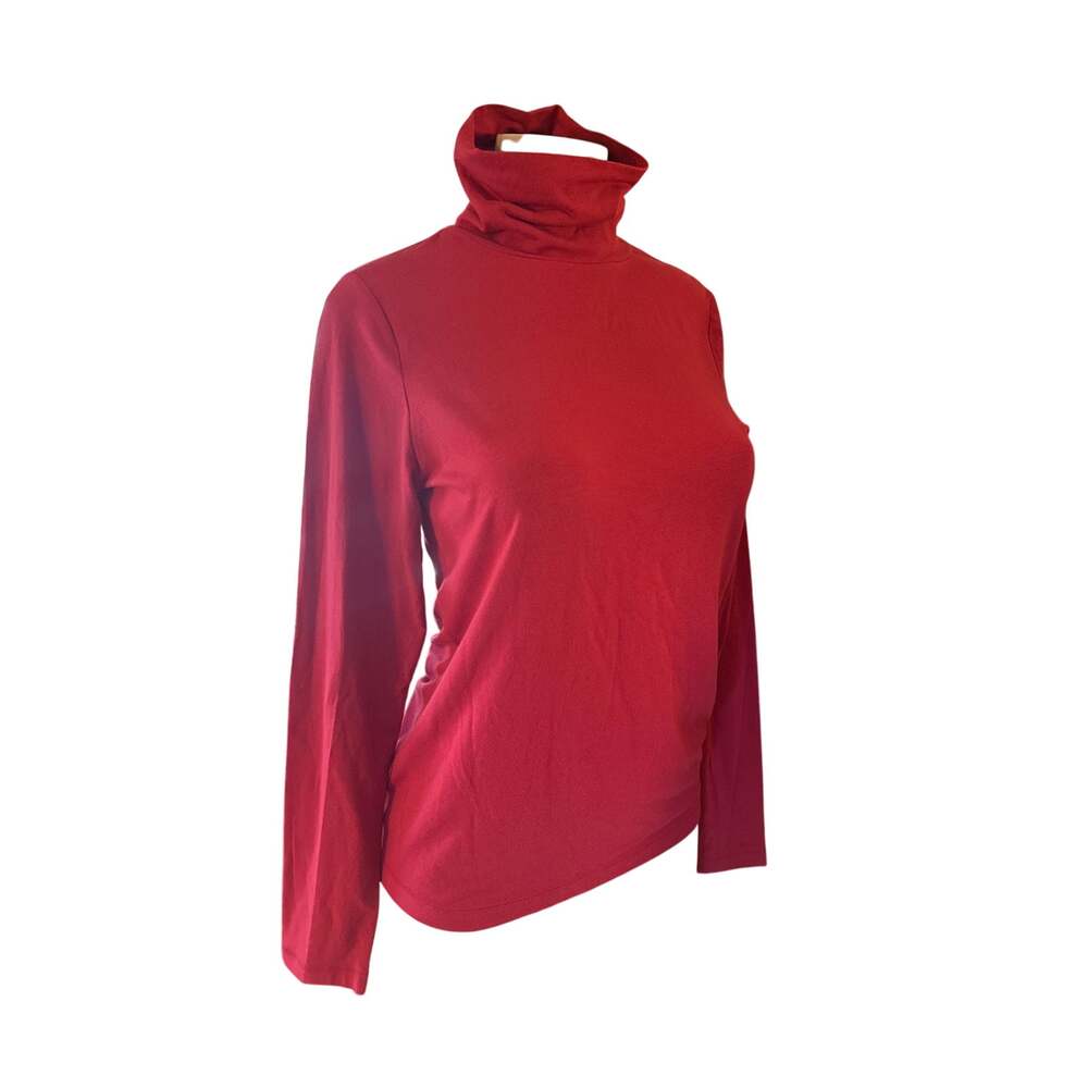 NWT Women S Sonoma Long Sleeved Stretch Knit Turtle Mock Neck Red Top Tee Shirt